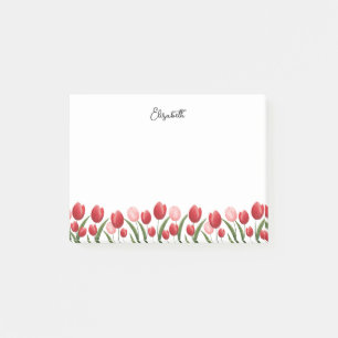 Post-it® Élégante Tulipe à fleurs de printemps rose et roug