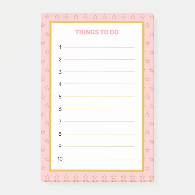 Post-it® Élégantes choses à faire éditable or et rose Post- (Devant)