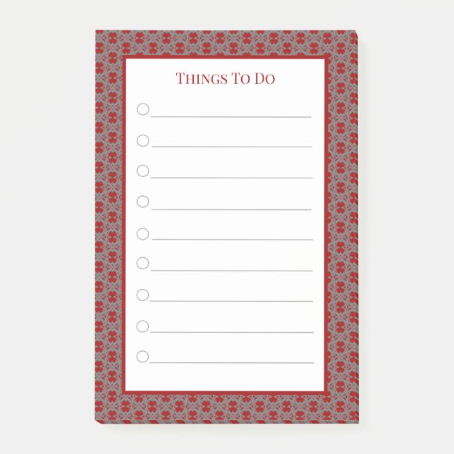 Post-it® Élégantes Choses à Faire Gris Rouge & Blanc (Devant)