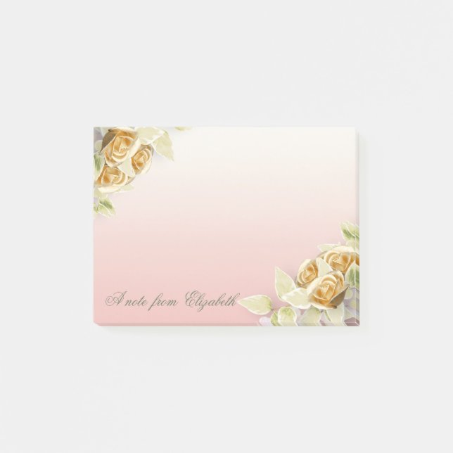Post-it® Élégantes Roses Faux Or de Style Girly (Devant)