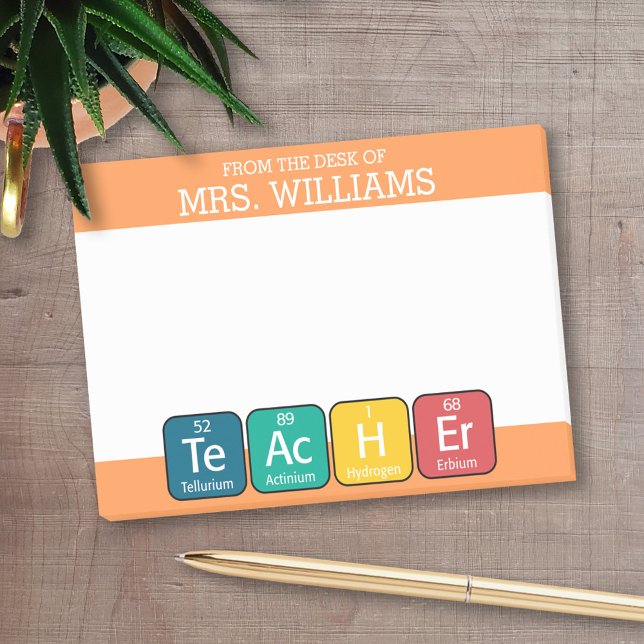Post-it® Éléments de tableau périodique Enseignant de l'ort (Personalized Post-it Notes for Teachers)