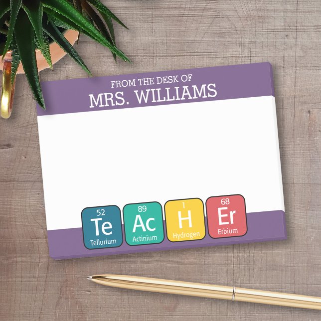 Post-it® Éléments de tableau périodique Enseignant de l'ort (Personalized Post-it Notes for Teachers)