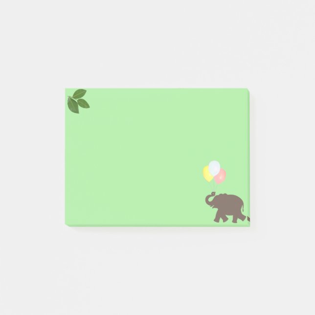 Post-it® Éléphant avec ballons de fête et feuilles de lauri (Devant)