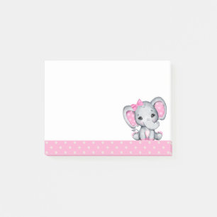 Post-it® Eléphant de bébé rose mignon avec oreilles Poka Do
