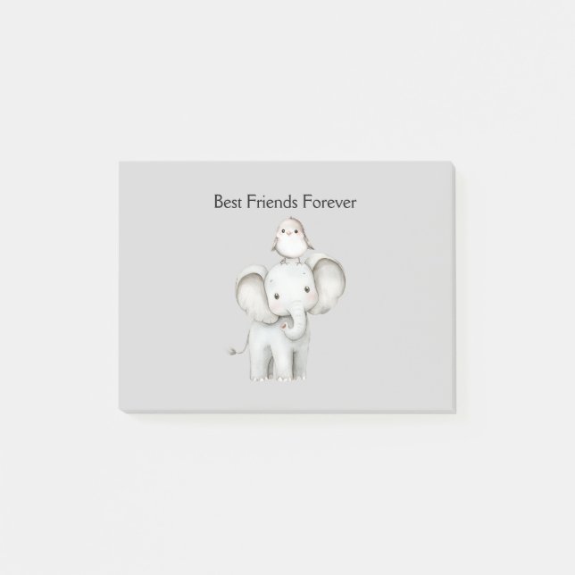 Post-it® Éléphant et oiseau meilleurs amis (Devant)