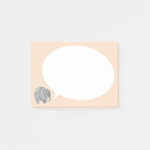 Post-it® Éléphant Gris avec Bulle de Parole sur Orange Sorb