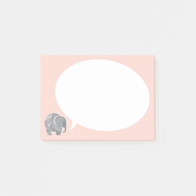 Post-it® Elephant gris avec bulle vocale sur Shell rose (Devant)