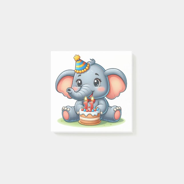 Post-it® Éléphant Mignon 11e Anniversaire (Devant)