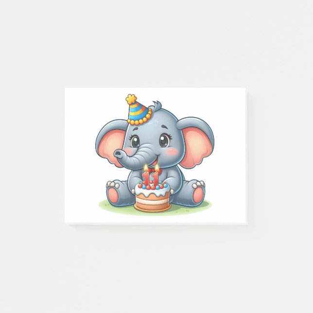 Post-it® Éléphant Mignon 11ème Anniversaire (Devant)