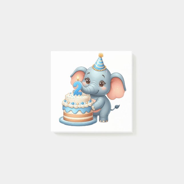 Post-it® Éléphant Mignon 2ème Anniversaire (Devant)