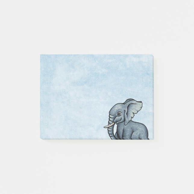 Post-it® Eléphant mignon sur des notes Post-it bleues (Devant)