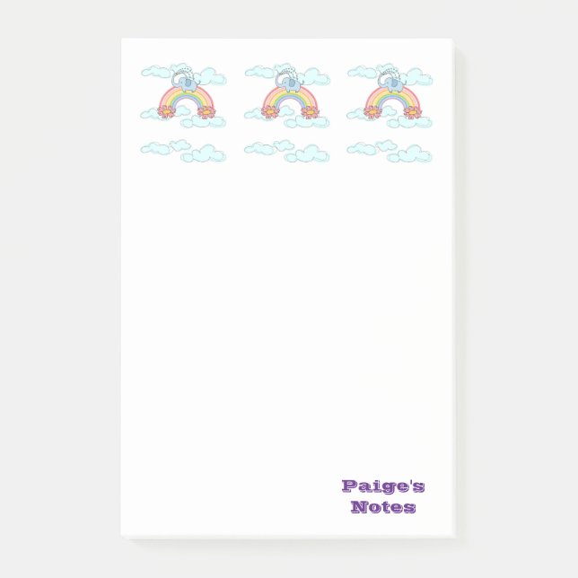 Post-it® Éléphant Notes, Nuages Floral (Devant)
