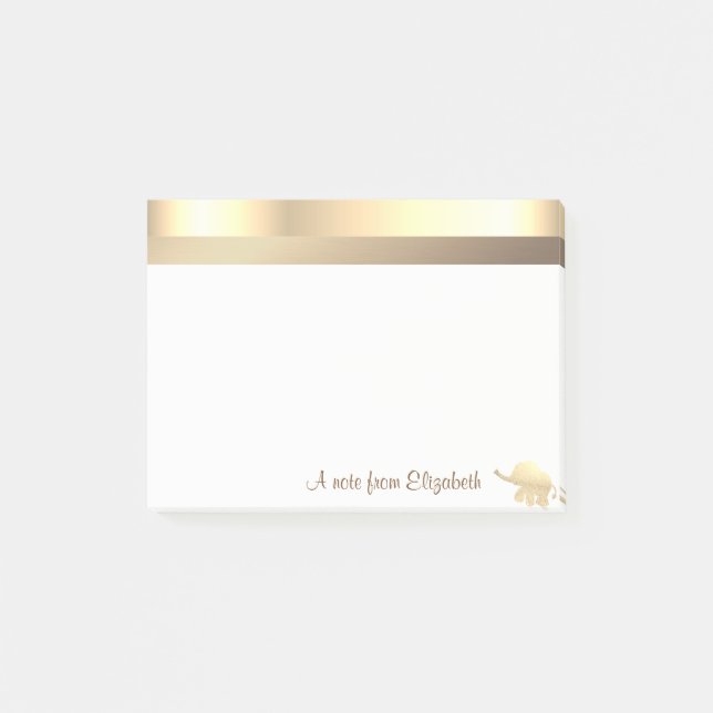 Post-it® Éléphant Pailleté Or Moderne - Personnalisé (Devant)