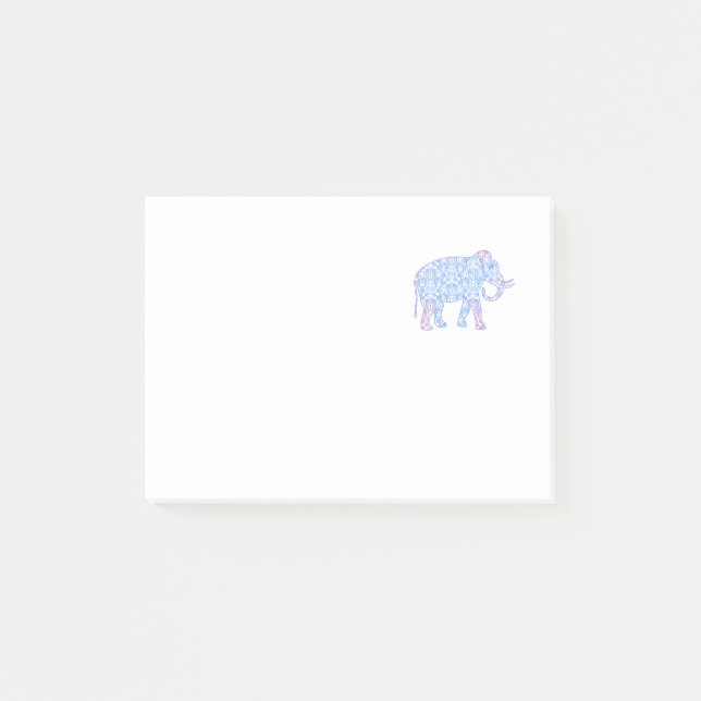 Post-it® Éléphant rose et bleu de damassé (Devant)