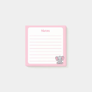 Post-it® Eléphant rose mignon assis