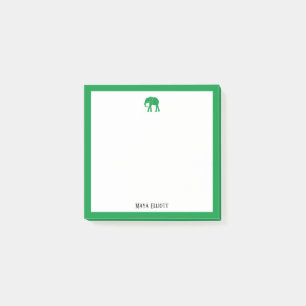 Post-it® Eléphant vert brillant et frontière sur blanc avec