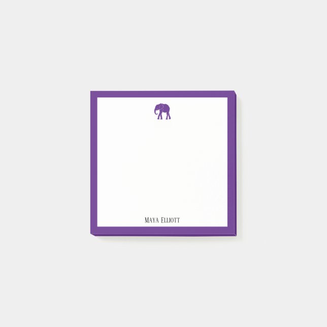 Post-it® Eléphant violet clair et frontière sur blanc avec  (Devant)