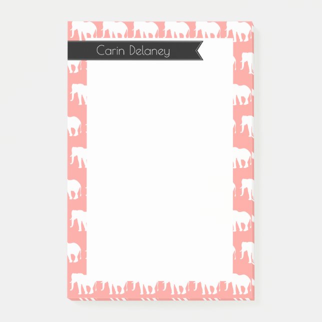Post-it® Eléphants blancs chic de Bohême | Personnalisé (Devant)