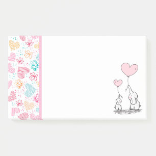 Post-it® Eléphants mères et bébés avec coeur