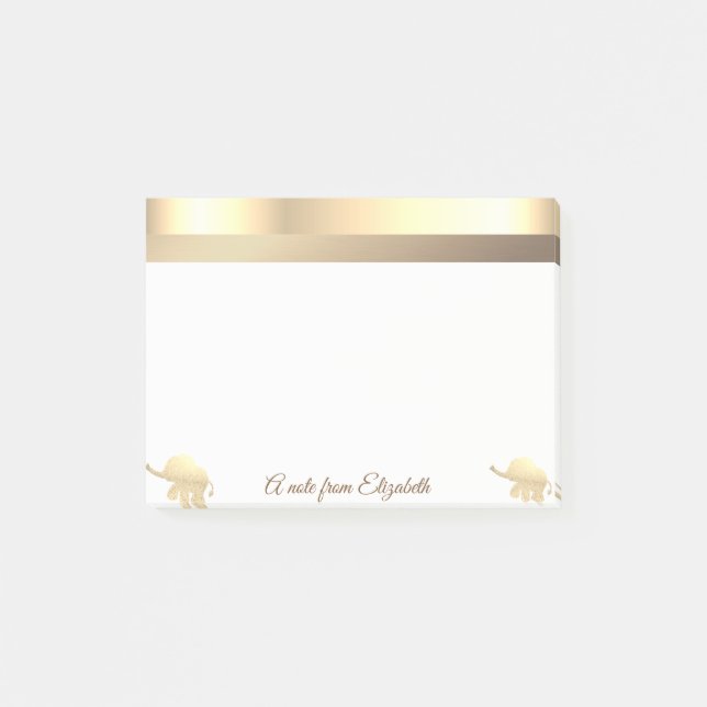 Post-it® Éléphants Pailletés Or Modernes  - Personnalisés (Devant)
