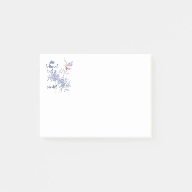 Post-it® "Elle a cru et donc Citation papillon motivante (Devant)