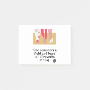 Post-it® Elle considère un champ et l'achète. (Proverbes