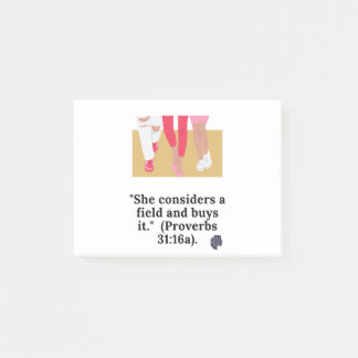 Post-it® Elle considère un champ et l'achète. (Proverbes 31
