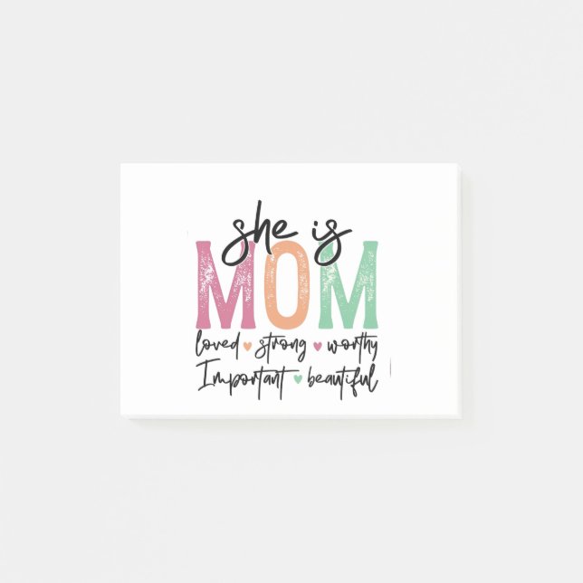 Post-it® Elle est maman : Amoureuse, forte, digne, importan (Devant)