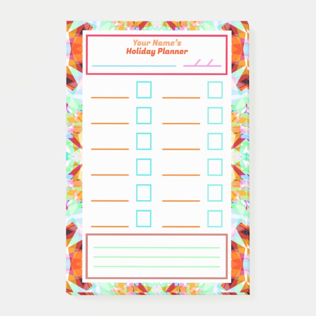 Post-it® Emballage du planificateur de tâches de vacances à (Devant)