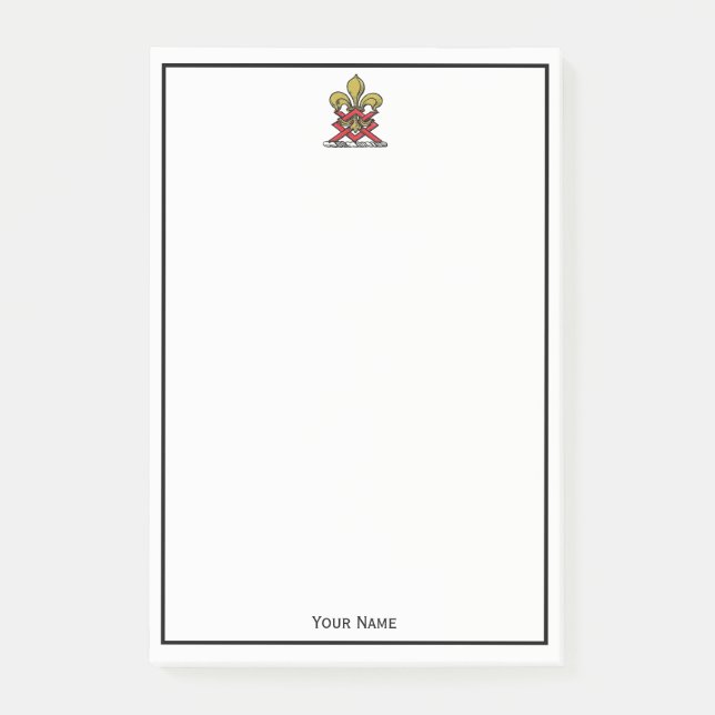 Post-it® Emblème Preppy Gold Red Heraldic Crest Fleur de Li (Devant)