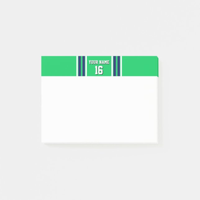 Post-it® Emerald Green avec Navy White Stripes Team Jersey (Devant)