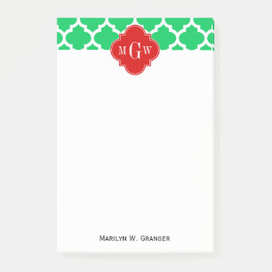Post-it® Emerald White Marocain #5 Rouge 3 Monogramme initi