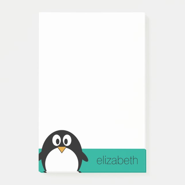 Post-it® émeraude mignonne et noir de pingouin de bande (Devant)