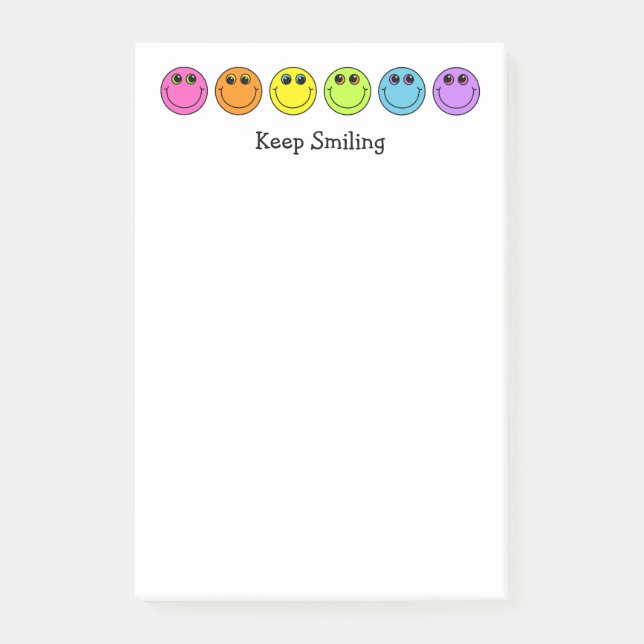Post-it® Emoji coloré fait face continuent le sourire (Devant)