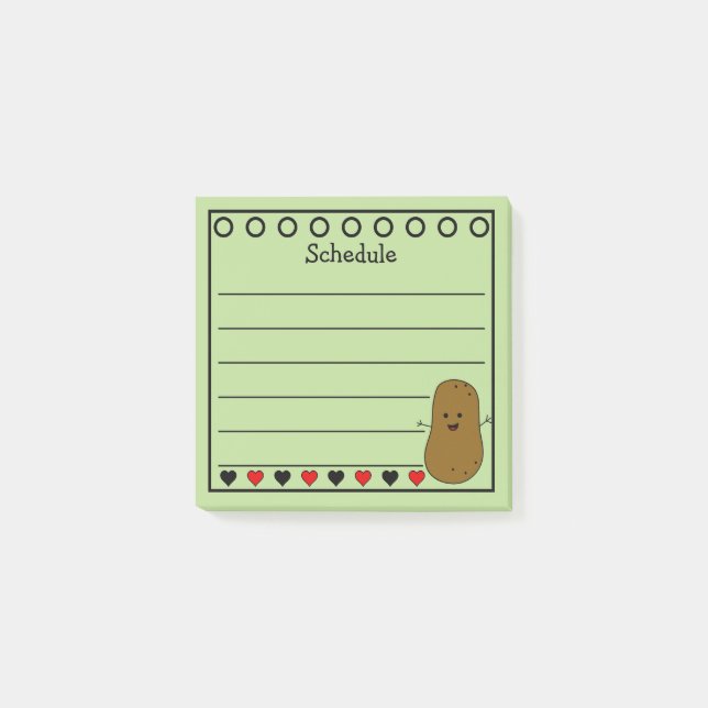 Post-it® Emploi du temps Patate Heureuse Vert (Devant)
