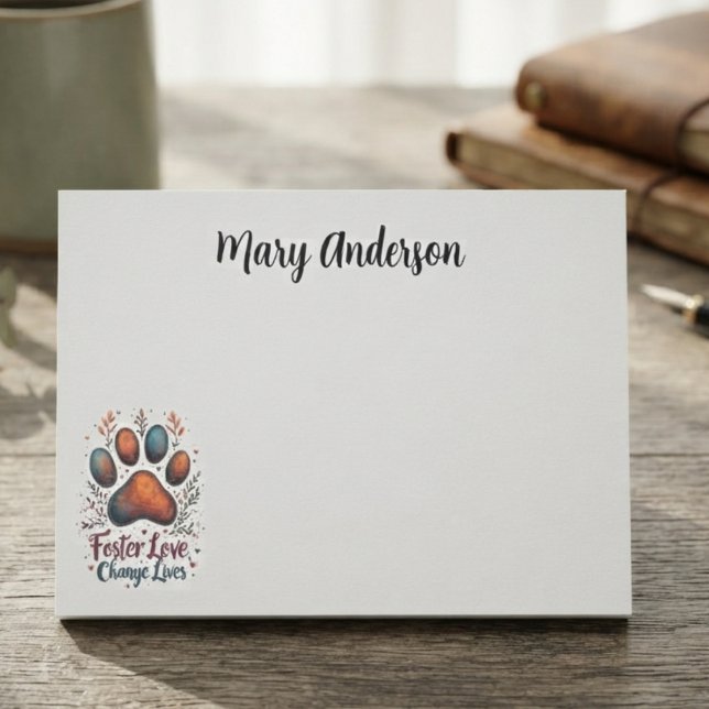 Post-it® Empreinte de patte aquarelle rustique (Watercolor paw print sticky notes for animal shelter volunteers during pet adoption day.)