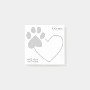 Post-it® Empreinte de patte personnalisée sur cœur