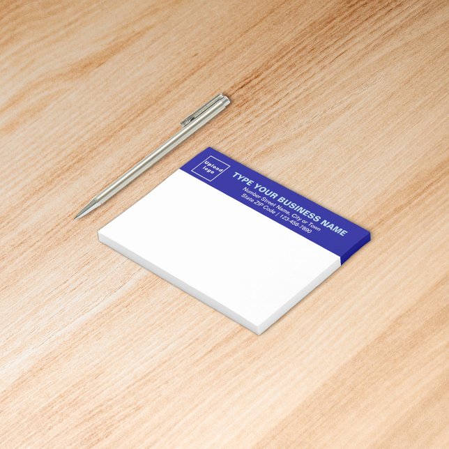 Post-it® En-tête bleu de rectangle de marque commerciale (Build brand name awareness. Your business brand on blue heading of rectangle sticker.)
