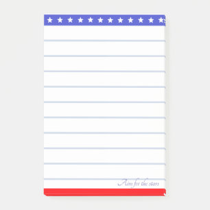 Post-it® En-tête étoile sur ligné bleu rouge et blanc