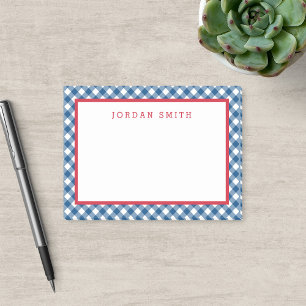 Post-it® En vichy bleu avec bordure rouge