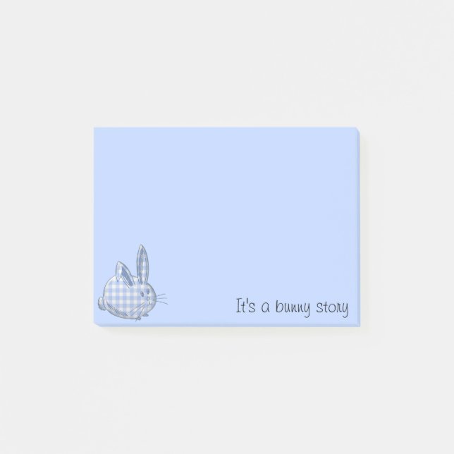 Post-it® en vichy lapin - bleu (Devant)