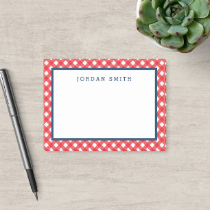 Post-it® En vichy rouge avec bordure bleue