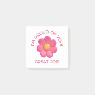 Post-it® encouragement de l'enseignant, fleur rose mignonne