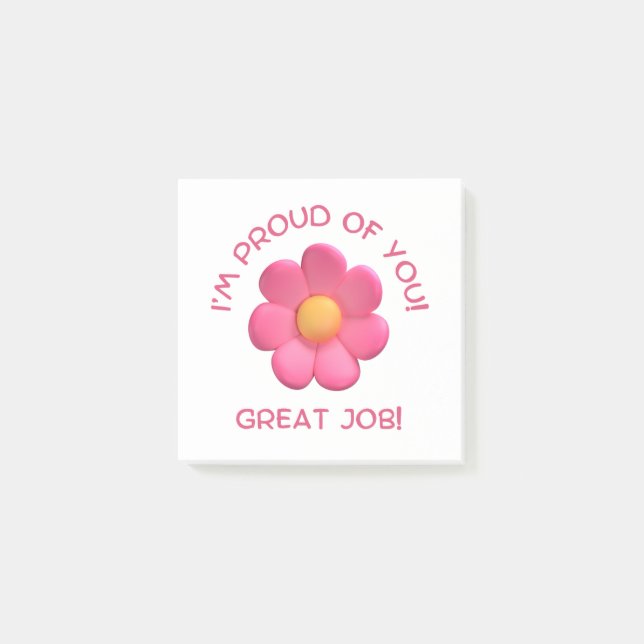 Post-it® encouragement de l'enseignant, fleur rose mignonne (Devant)