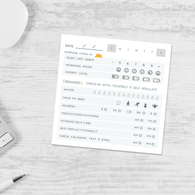 Post-it® Enregistrement quotidien d'auto-soins TDAH Neurodi (post it notes, adhd post it notes, neurodivergent reminders, notepads adhd)