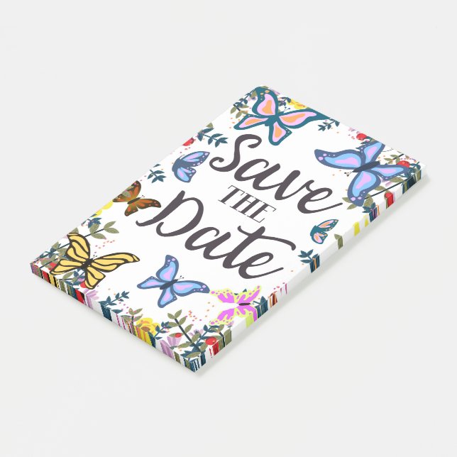 Post-it® Enregistrez les papillons Date Vintage. (Incliné)
