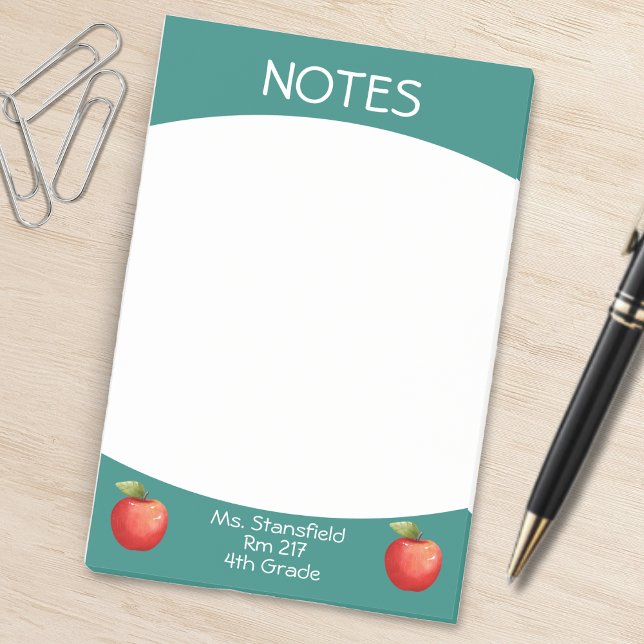 Post-it® Enseignant Apple Classe étudiante école primaire (teal green and white teacher apple sticky notes)