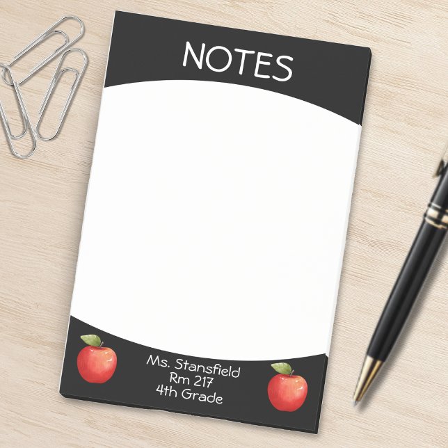 Post-it® Enseignant Apple Classe étudiante école primaire (black and white teacher apple sticky notes)