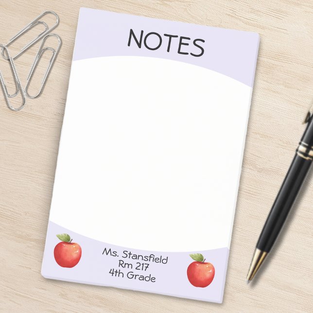 Post-it® Enseignant Apple Classe étudiante école primaire (light purple and white teacher apple sticky notes)