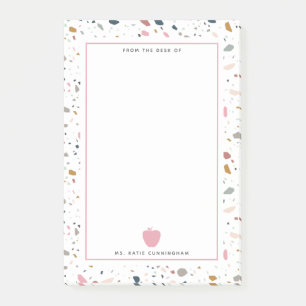 Post-it® Enseignant de la pomme rose Motif Terrazzo